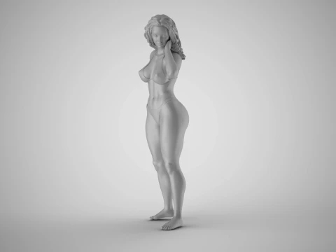 Girl Looking Leaning from Above 3D Print Model