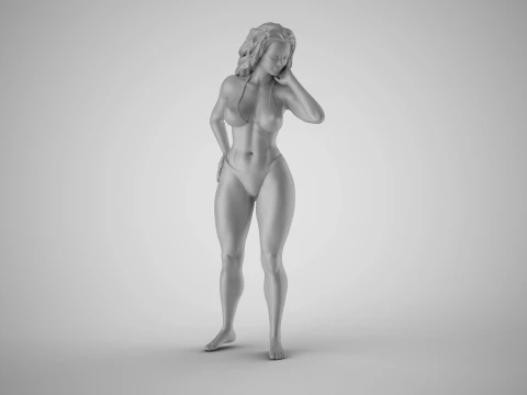 Girl Looking Leaning from Above 3D Print Model