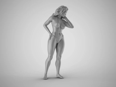 Girl Looking Leaning from Above 3D Print Model