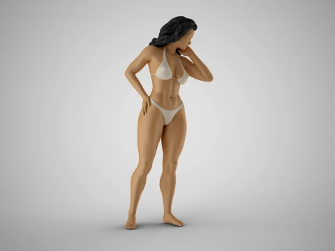 Girl Looking Leaning from Above 3D Print Model