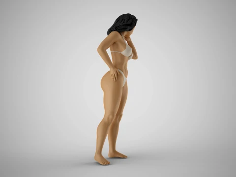 Girl Looking Leaning from Above 3D Print Model