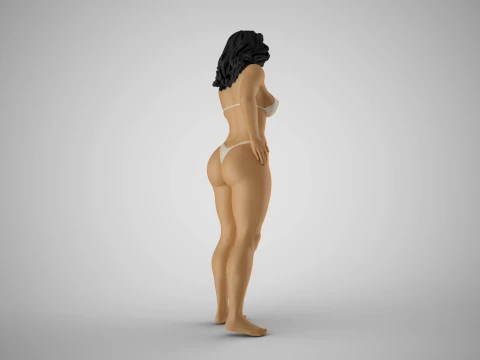 Girl Looking Leaning from Above 3D Print Model
