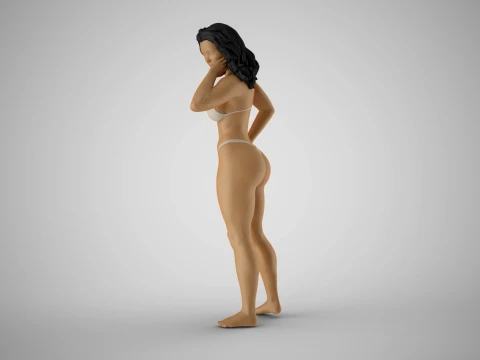 Girl Looking Leaning from Above 3D Print Model