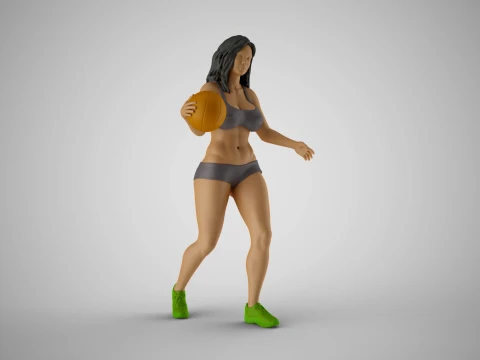 Girl Plays Street Basketball 3 3D Print Model