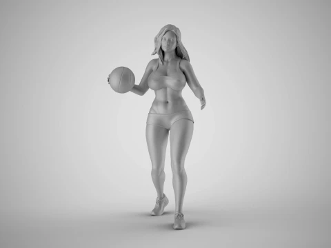 Girl Plays Street Basketball 3 3D Print Model
