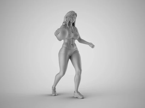 Girl Plays Street Basketball 3 3D Print Model