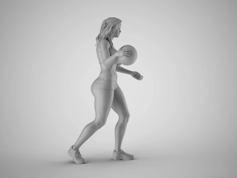 Girl Plays Street Basketball 3 3D Print Model