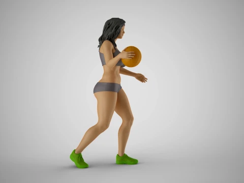 Girl Plays Street Basketball 3 3D Print Model