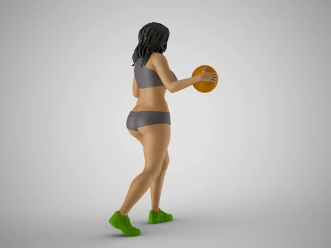 Girl Plays Street Basketball 3 3D Print Model