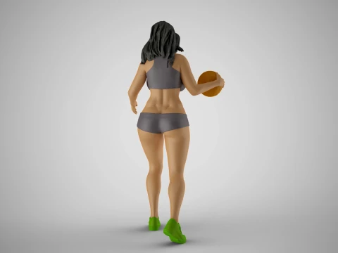Girl Plays Street Basketball 3 3D Print Model