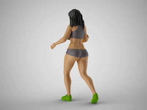 Girl Plays Street Basketball 3 3D Print Model