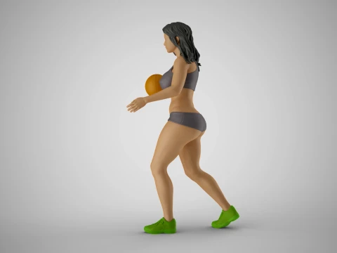 Girl Plays Street Basketball 3 3D Print Model