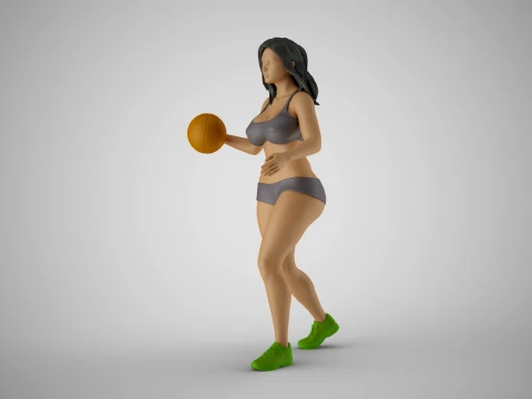 Girl Plays Street Basketball 3 3D Print Model