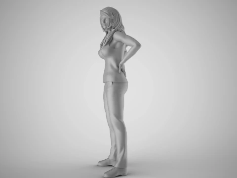 Tired Girl 3D Print Model