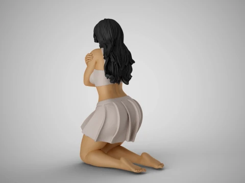 Cold Girl Hugging Herself 3D Print Model