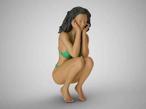Crouching Girl 3D Baskı Modeli