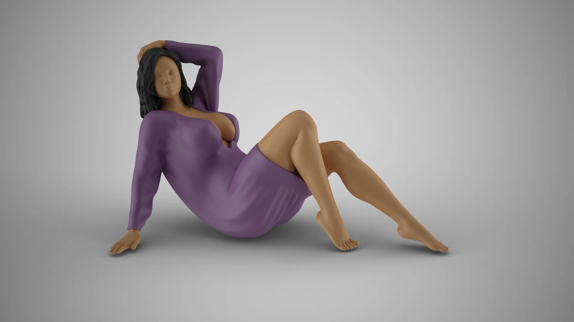 Resting Girl 3D Print Model .c4d .max .obj .3ds .fbx .stl .blend 
