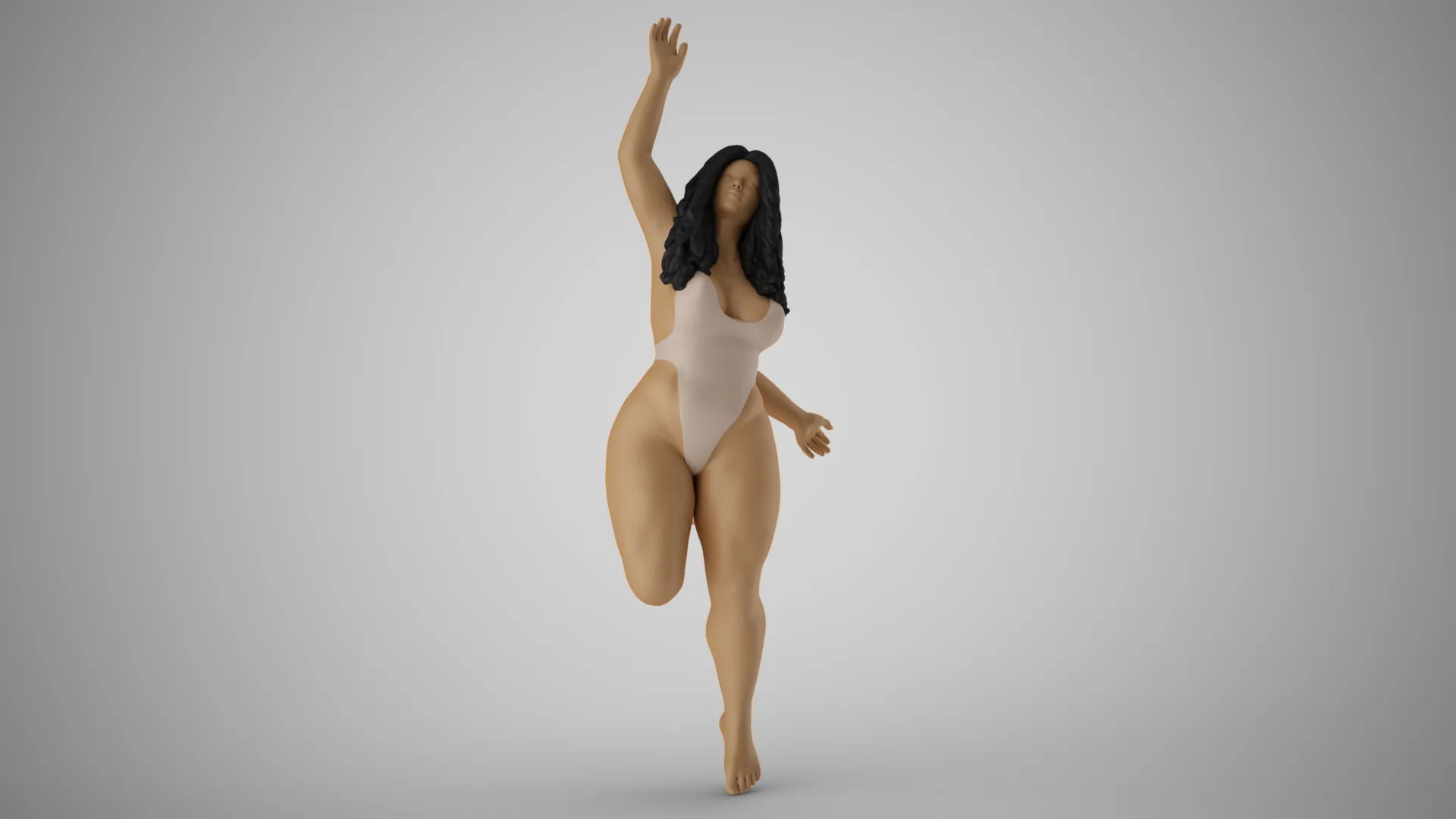 Girl Jumping on the Beach 3D Print Model .c4d .max .obj .3ds .fbx .stl .blend