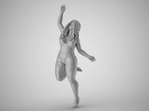 Girl Jumping on the Beach 3D Print Model