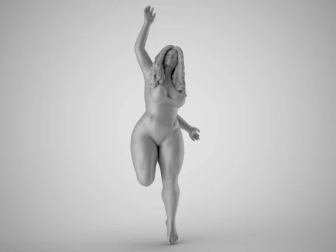 Girl Jumping on the Beach 3D Print Model