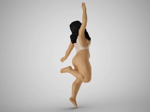 Girl Jumping on the Beach 3D Print Model