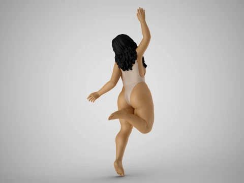 Girl Jumping on the Beach 3D Print Model