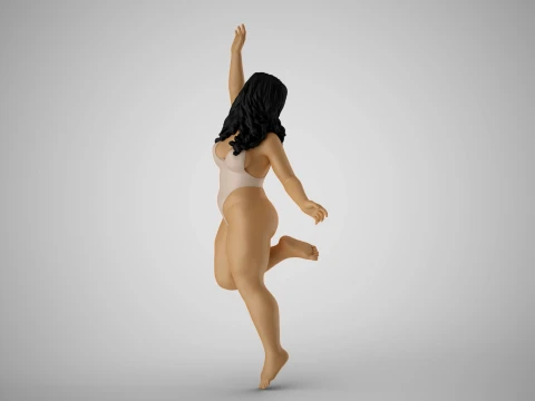Girl Jumping on the Beach 3D Print Model