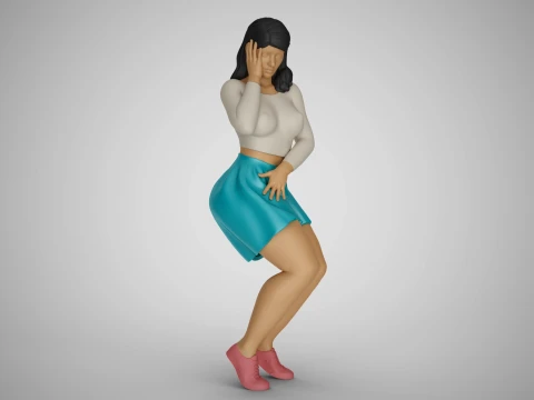 Girl Against Wind 3D Druckmodell