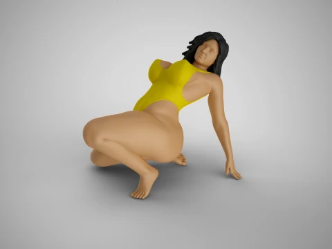 Woman Back Bend Knee Up 3D Druckmodell