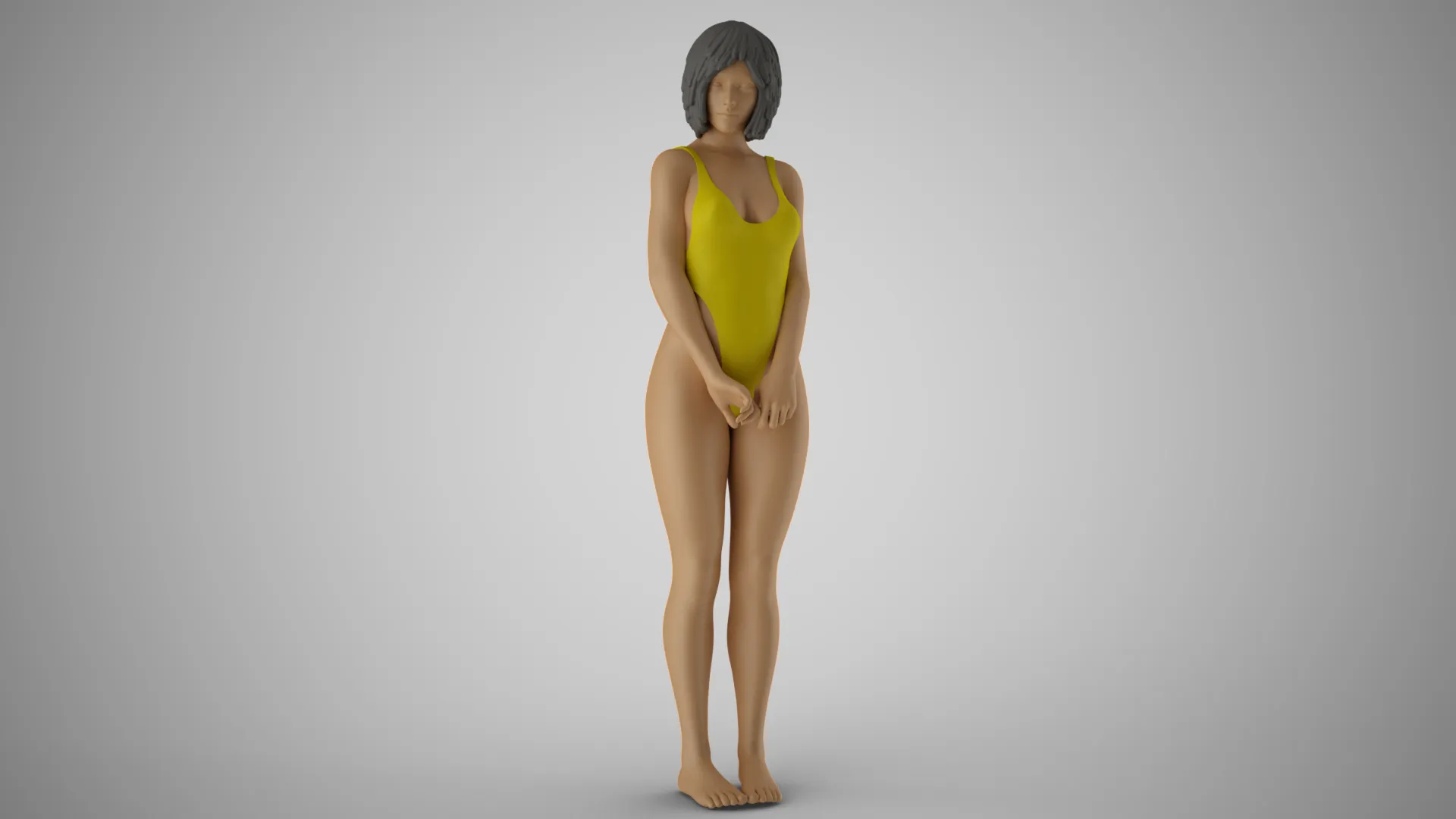 Timid Girl 3D Print Model .c4d .max .obj .3ds .fbx .stl .blend