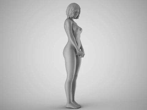 Timid Girl 3D Print Model