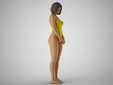 Timid Girl 3D Print Model