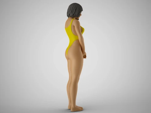 Timid Girl 3D Print Model