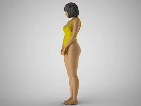 Timid Girl 3D Print Model