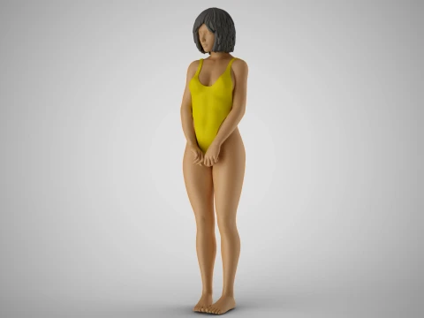 Timid Girl 3D Print Model