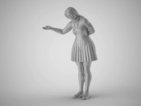 Woman inviting to Enter 3D Print Model