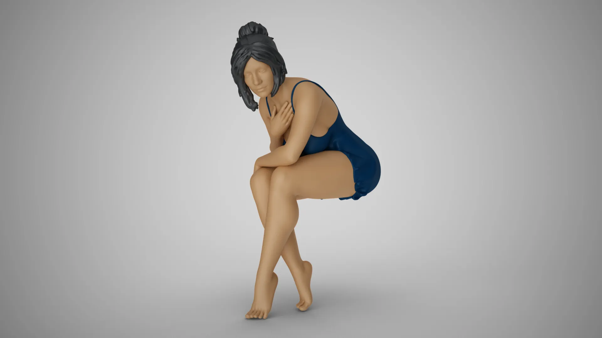 Lonely Beautiful Woman 3D Print Model .c4d .max .obj .3ds .fbx .stl .blend 