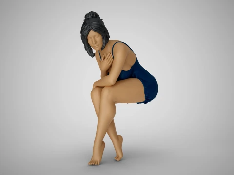 Lonely Beautiful Woman 3Dプリントモデル