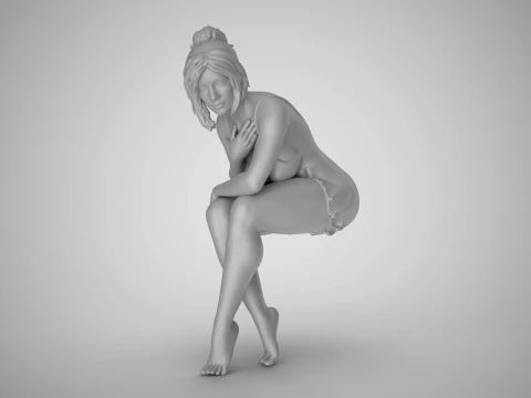 Lonely Beautiful Woman 3D Print Model