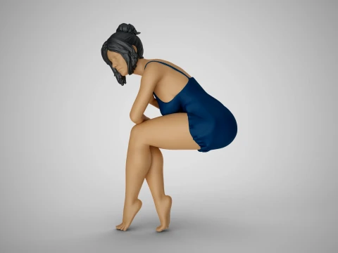 Lonely Beautiful Woman 3D Print Model