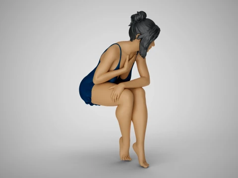 Lonely Beautiful Woman 3D Print Model