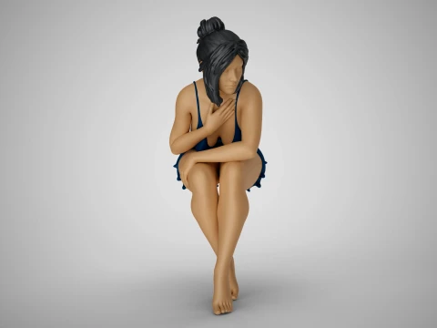 Lonely Beautiful Woman 3D Print Model