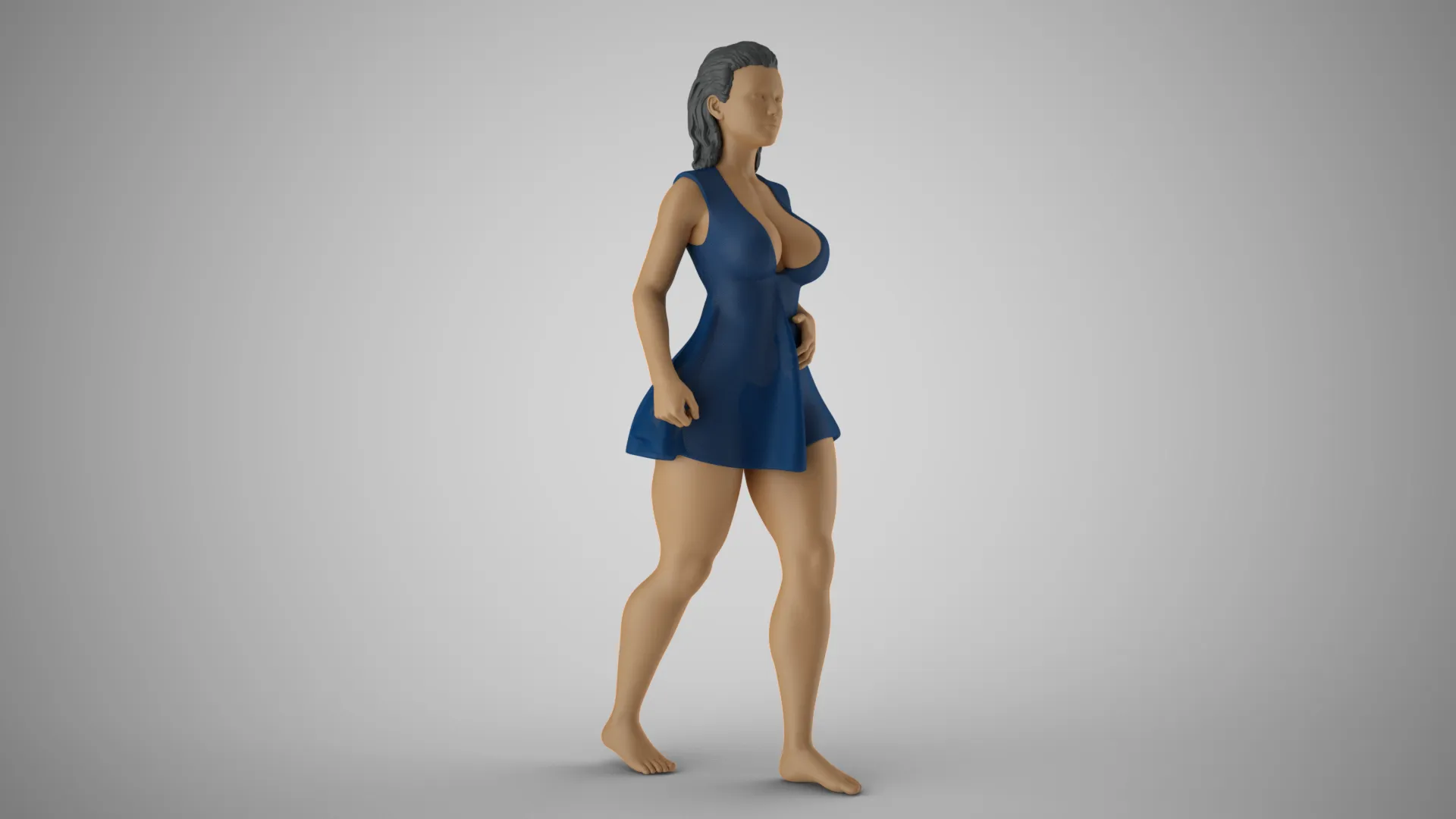 Plain Girl 3D Print Model .c4d .max .obj .3ds .fbx .stl .blend 