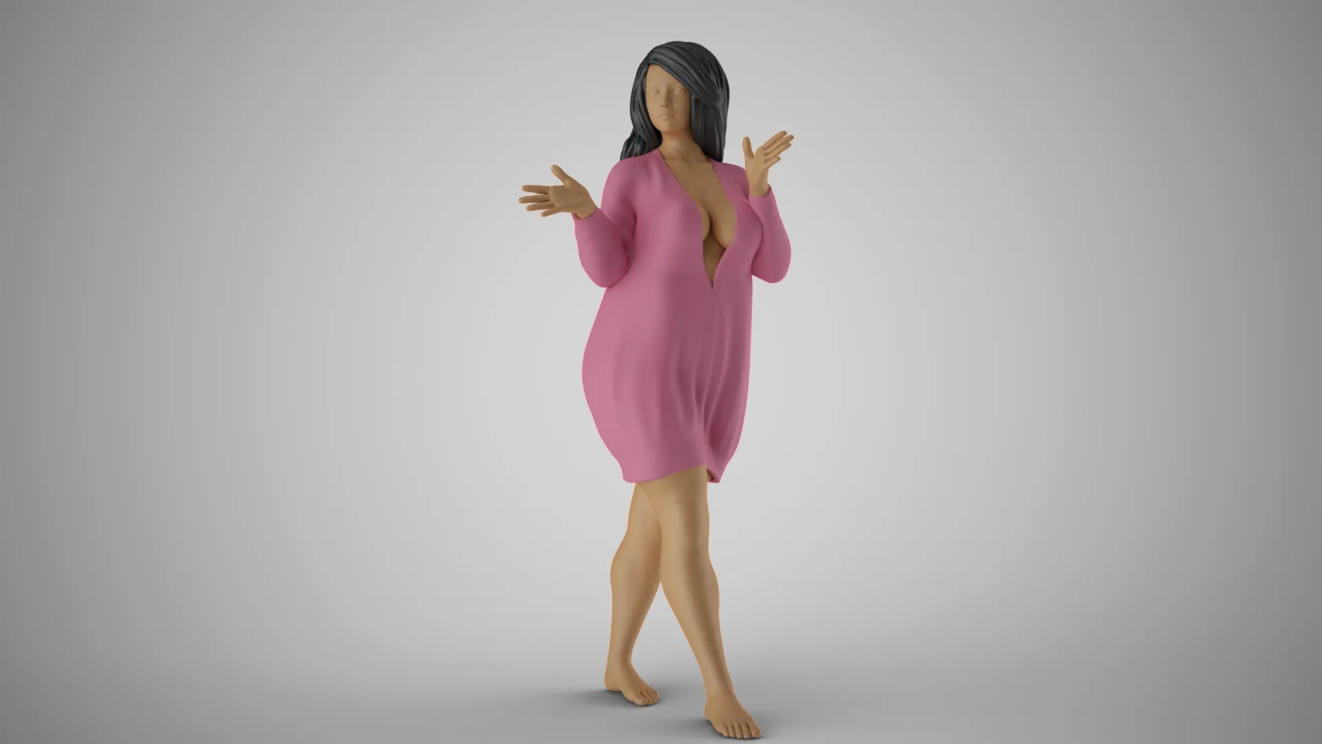 Plain Girl 3 3D Print Model .c4d .max .obj .3ds .fbx .stl .blend