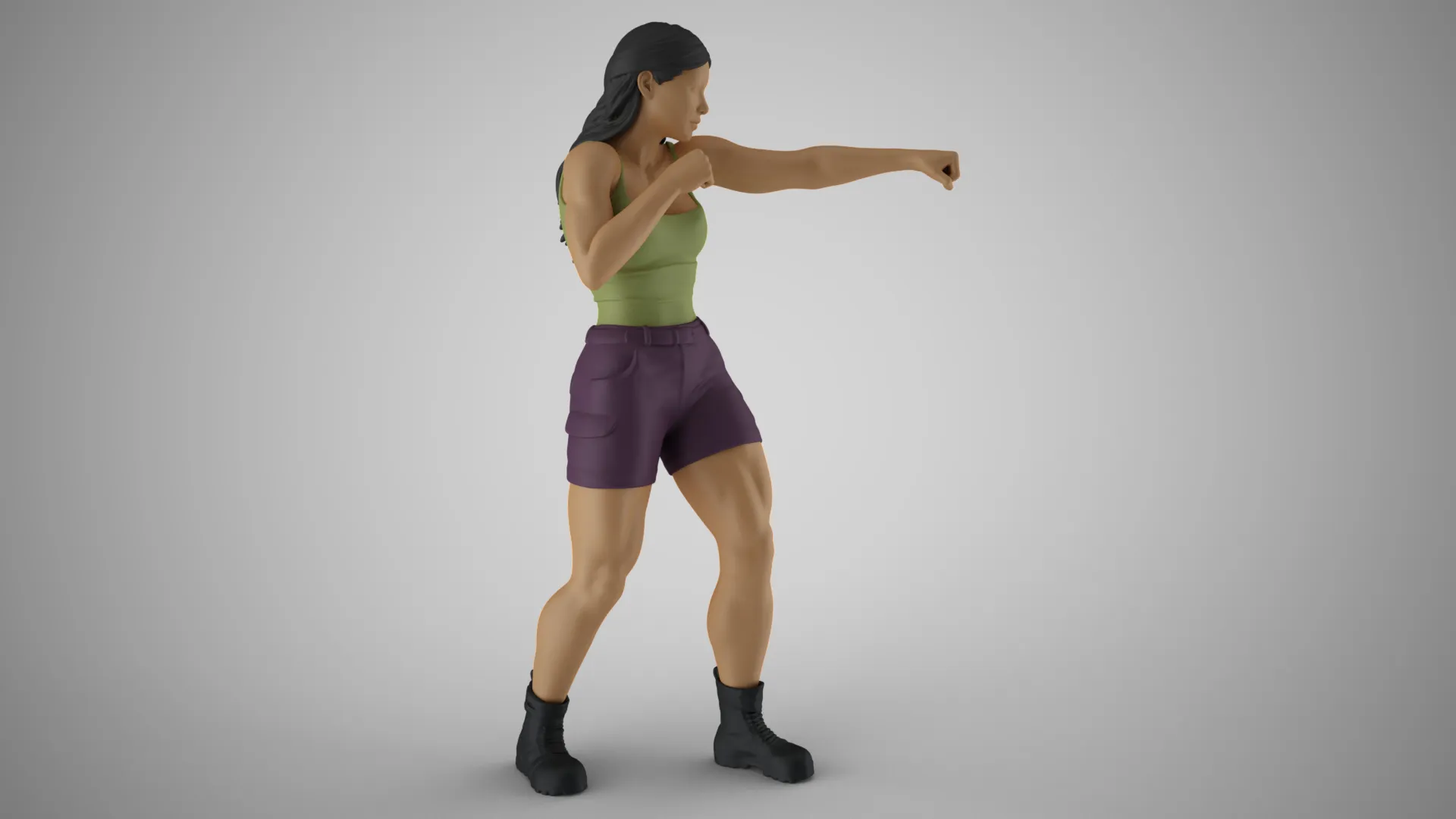 Boxer Woman 3D Print Model .c4d .max .obj .3ds .fbx .stl .blend 