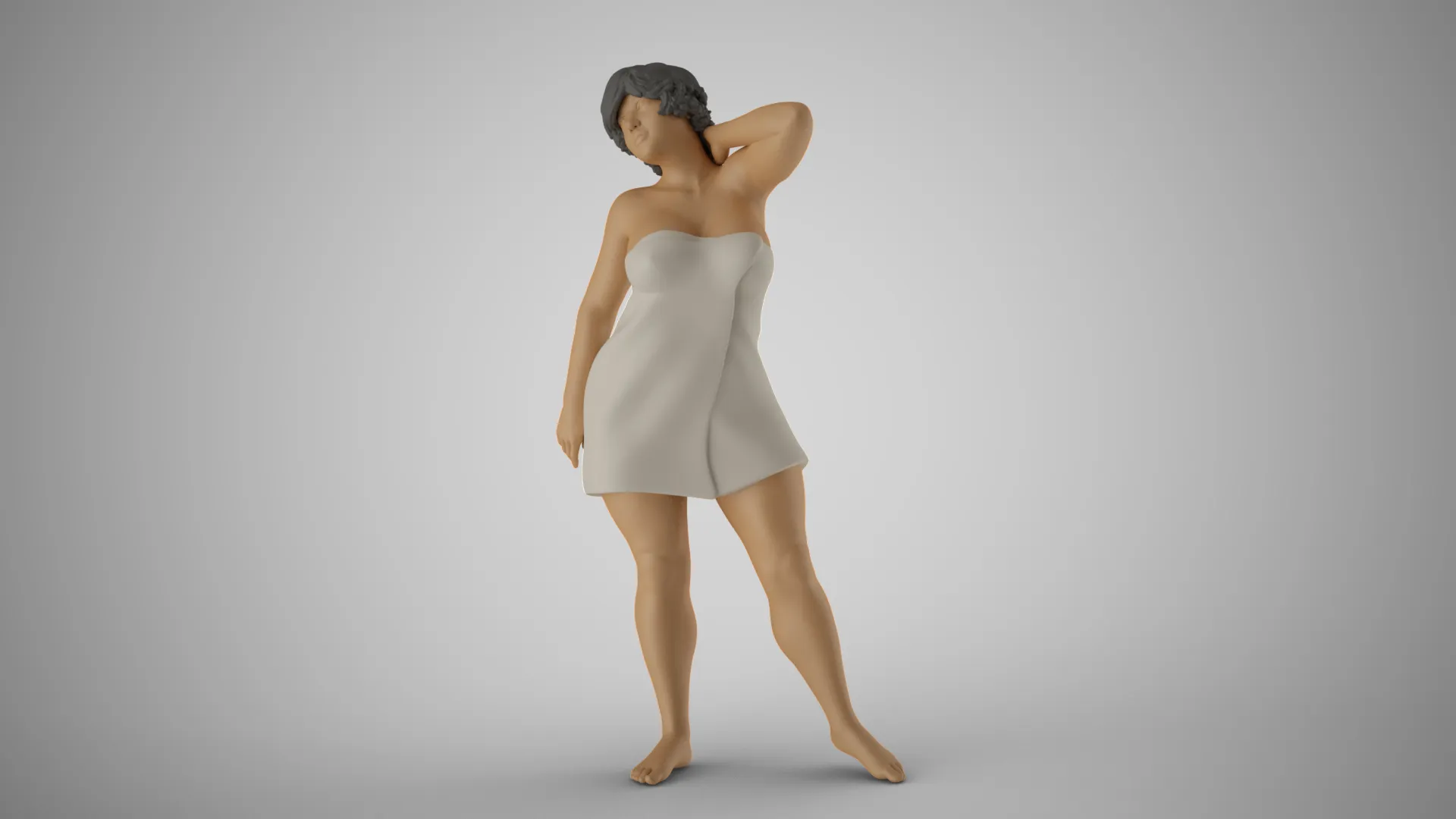 Woman Before Shower 3D Print Model .c4d .max .obj .3ds .fbx .stl .blend 