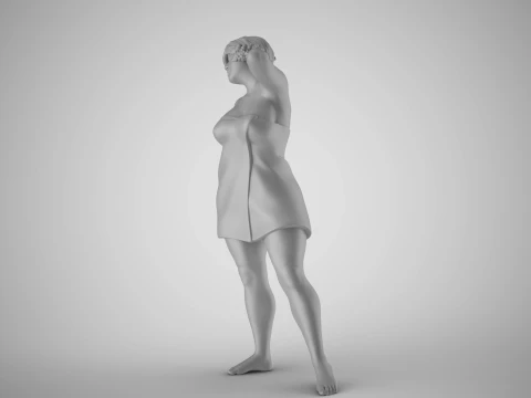 Woman Before Shower 3D Print Model