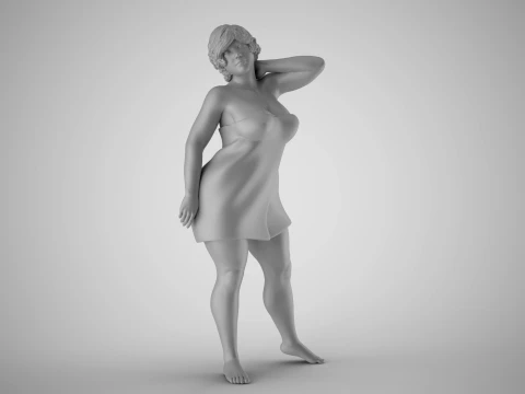 Woman Before Shower 3D Print Model