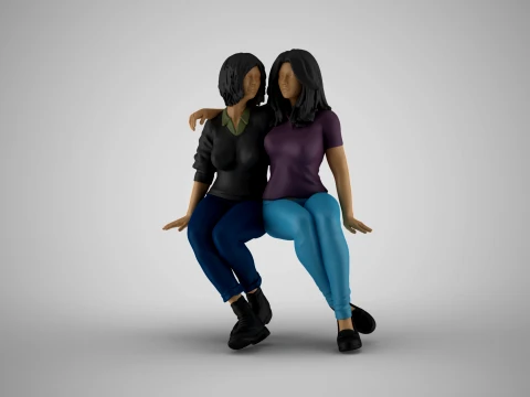 Girls Sitting on the Bench 3D प्रिंट मॉडल