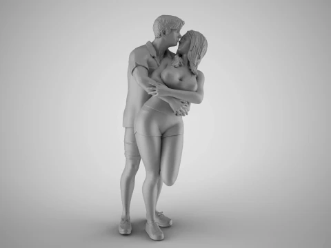 Cute Couple 3D Print Model